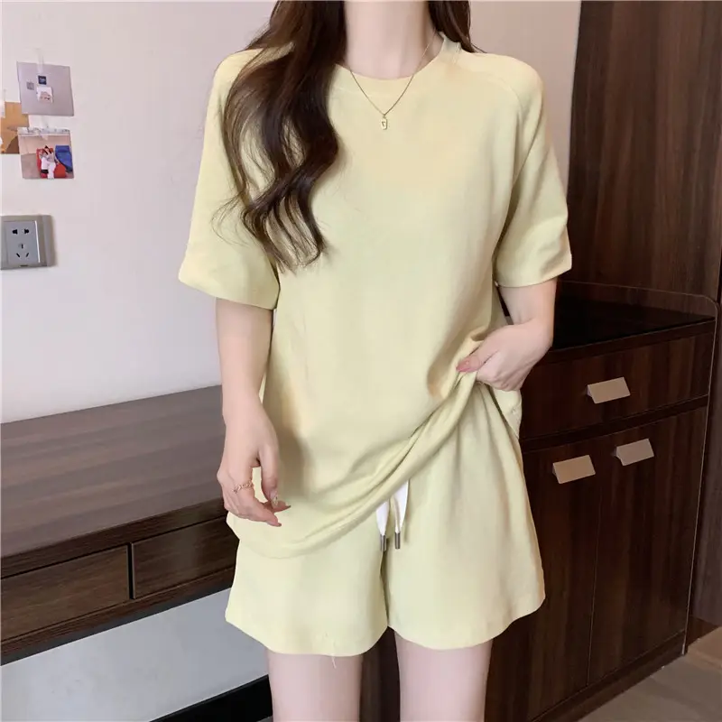 Women Summer Loose Slimming Shorts Set Solid Color — feature 11