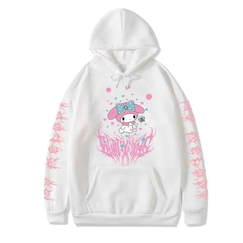 Kuromi Hooded Sweatshirt Black Cartoon Print