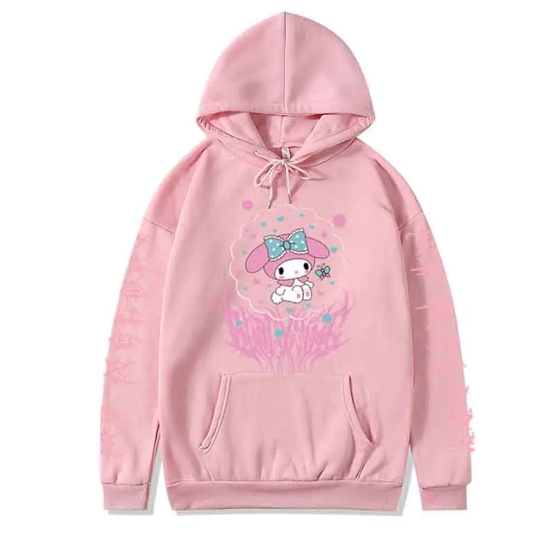Kuromi Hooded Sweatshirt Black Cartoon Print