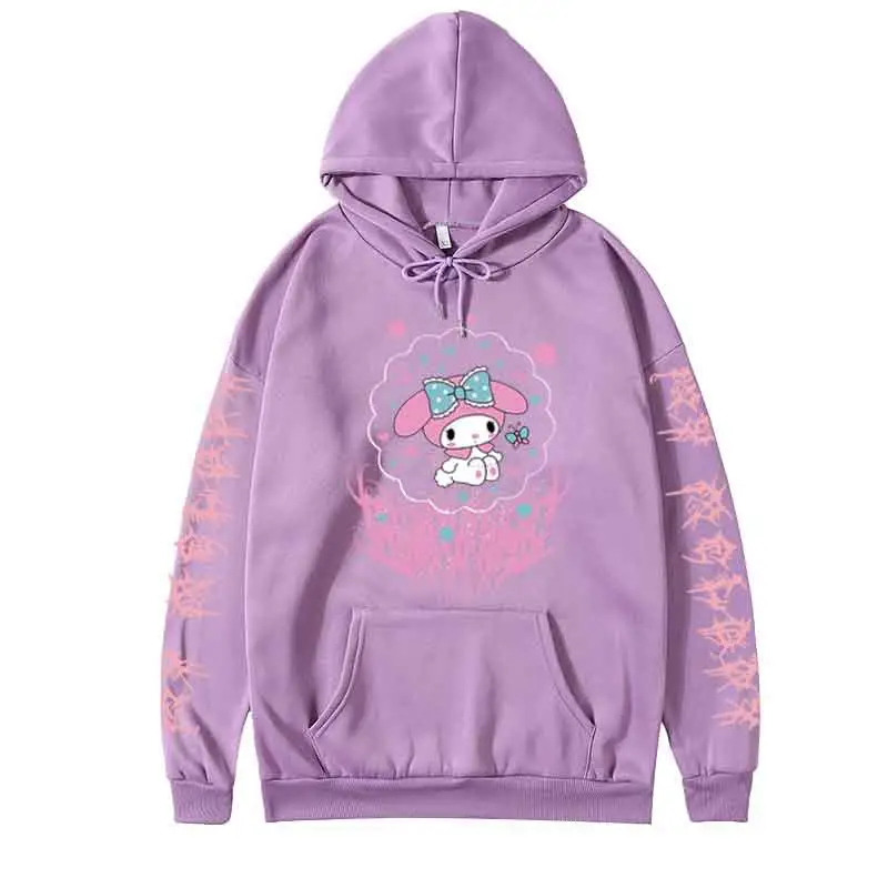 Kuromi Hooded Sweatshirt Black Cartoon Print