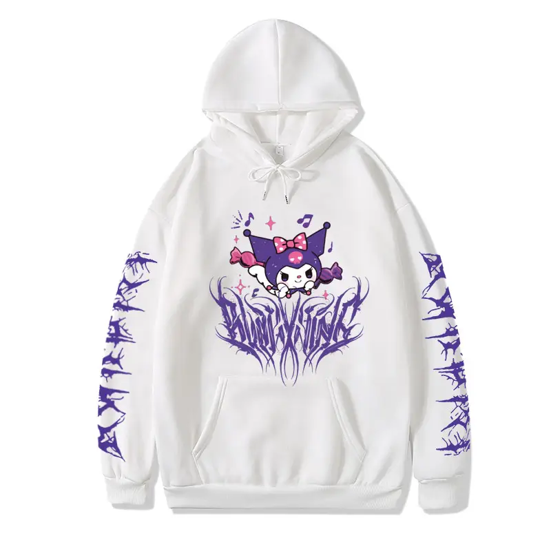 Kuromi Hooded Sweatshirt Black Cartoon Print