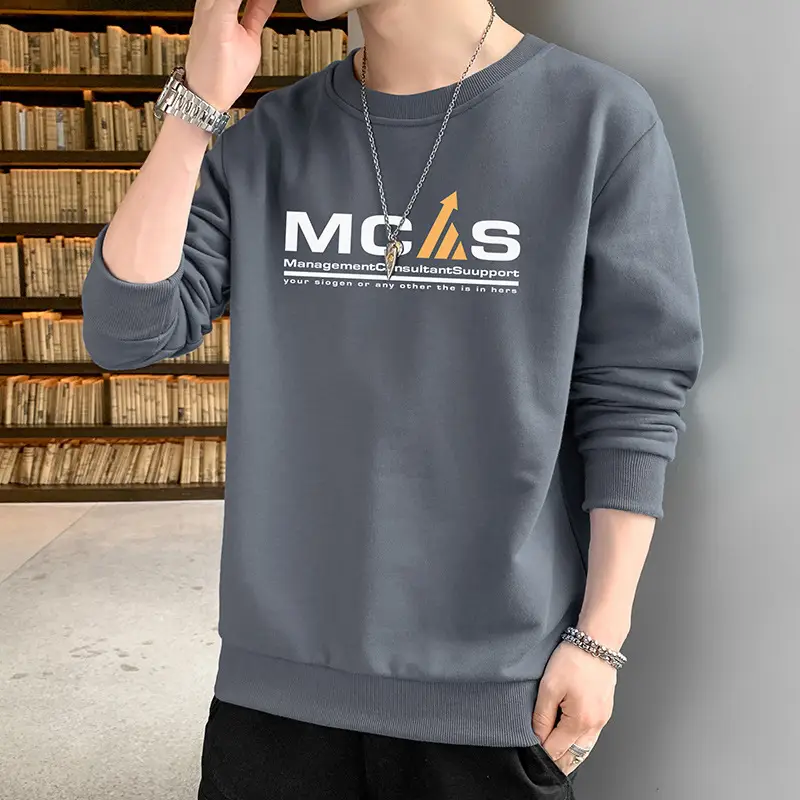 Men Black Printed Sweatshirt Long Sleeve Casual T-Shirt - Image 9