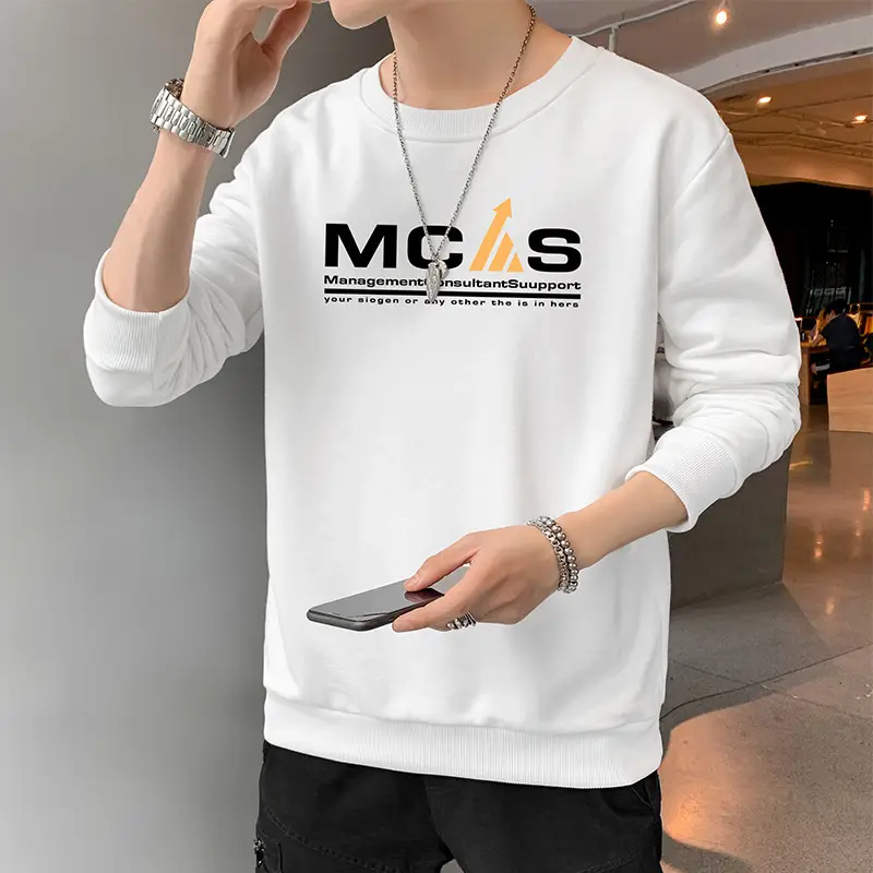 Men Black Printed Sweatshirt Long Sleeve Casual T-Shirt - Image 10