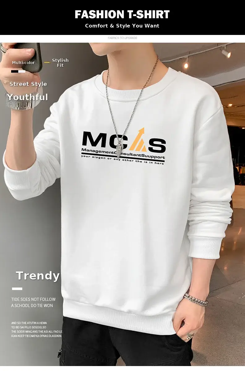 Men Black Printed Sweatshirt Long Sleeve Casual T-Shirt — feature 1