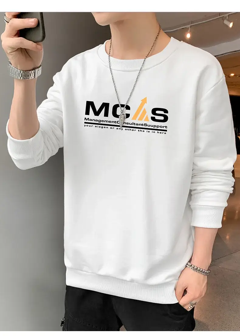 Men Black Printed Sweatshirt Long Sleeve Casual T-Shirt — feature 10