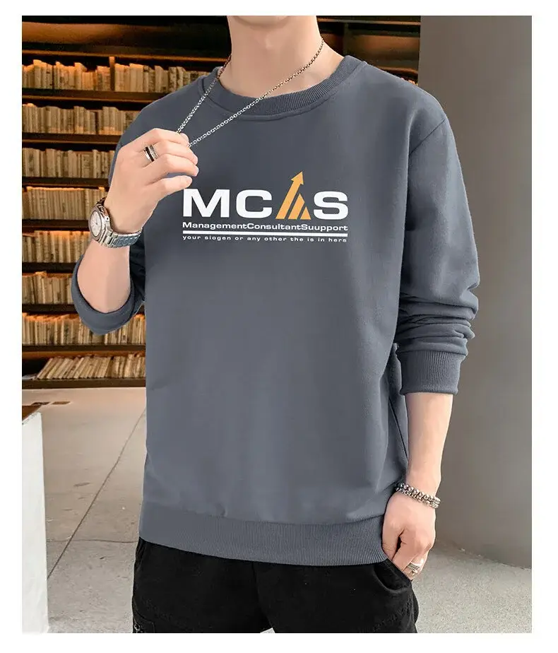 Men Black Printed Sweatshirt Long Sleeve Casual T-Shirt — feature 17