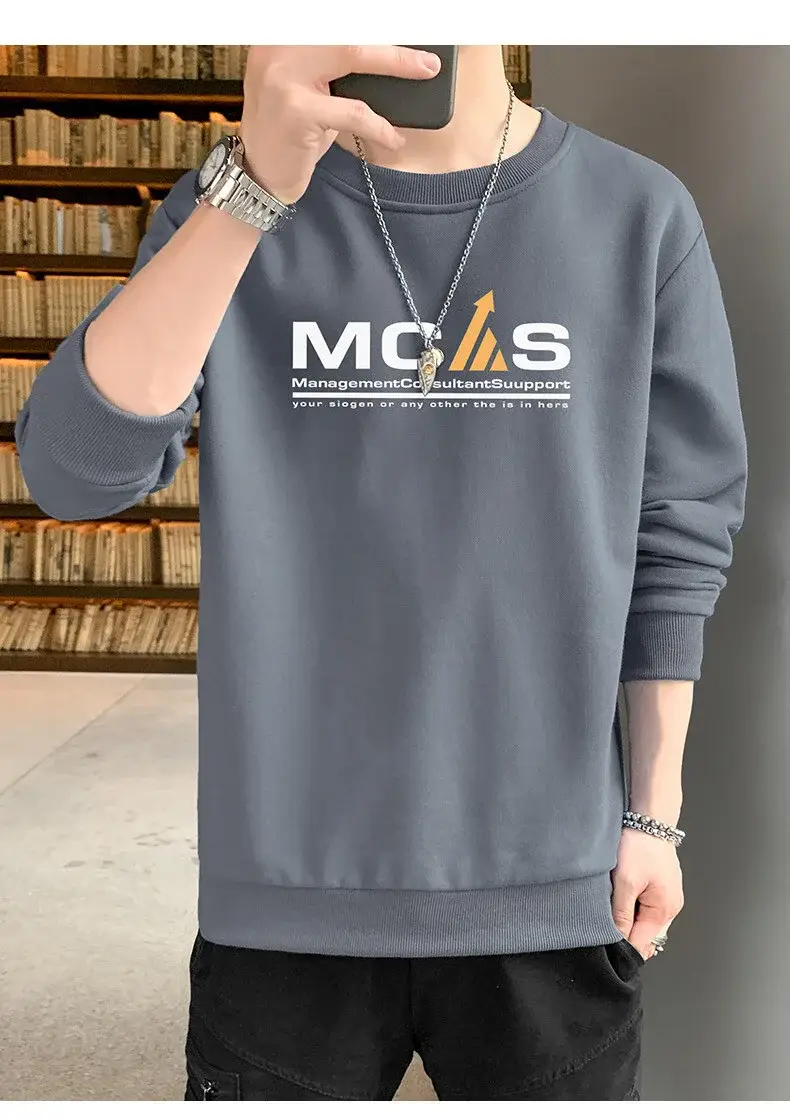 Men Black Printed Sweatshirt Long Sleeve Casual T-Shirt — feature 18