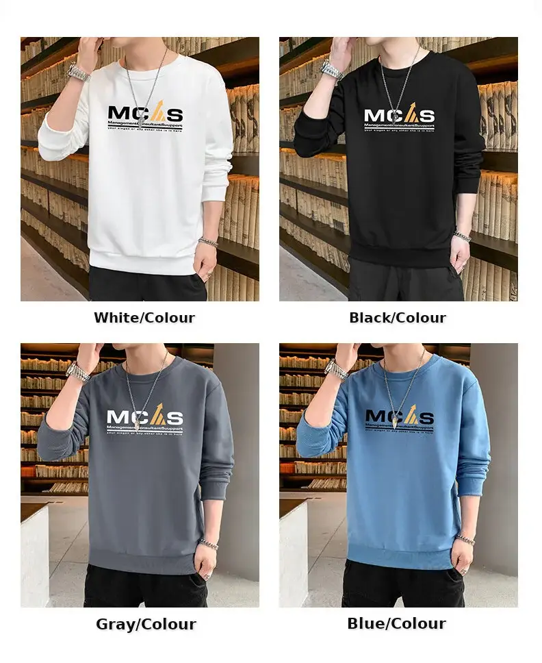 Men Black Printed Sweatshirt Long Sleeve Casual T-Shirt — feature 7