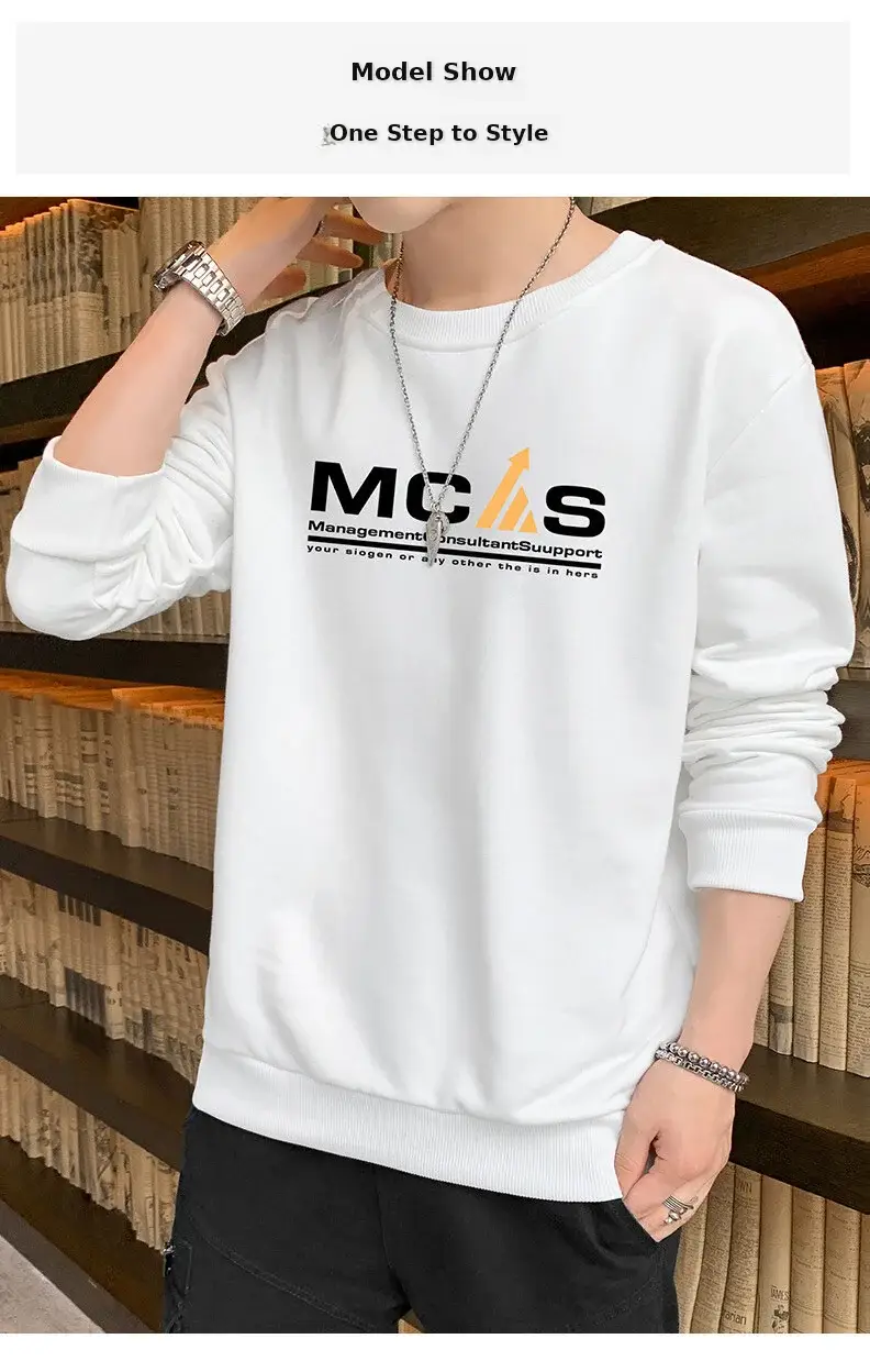 Men Black Printed Sweatshirt Long Sleeve Casual T-Shirt — feature 8