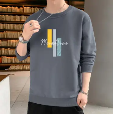 Men Black Printed Sweatshirt Long Sleeve Casual T-Shirt - Image 4