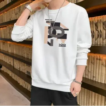 Men Black Printed Sweatshirt Long Sleeve Casual T-Shirt - Image 5