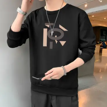 Men Black Printed Sweatshirt Long Sleeve Casual T-Shirt - Image 6