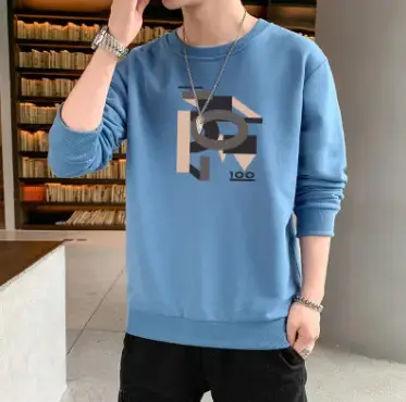 Men Black Printed Sweatshirt Long Sleeve Casual T-Shirt - Image 7