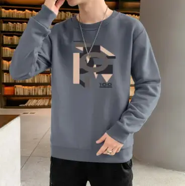 Men Black Printed Sweatshirt Long Sleeve Casual T-Shirt - Image 8