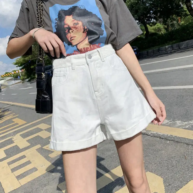 Women Curled Denim Shorts Light Blue 2022 - Image 4