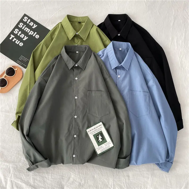 Korean Style Long Sleeve Shirt for Women, Solid Color, Large Size - Image 14