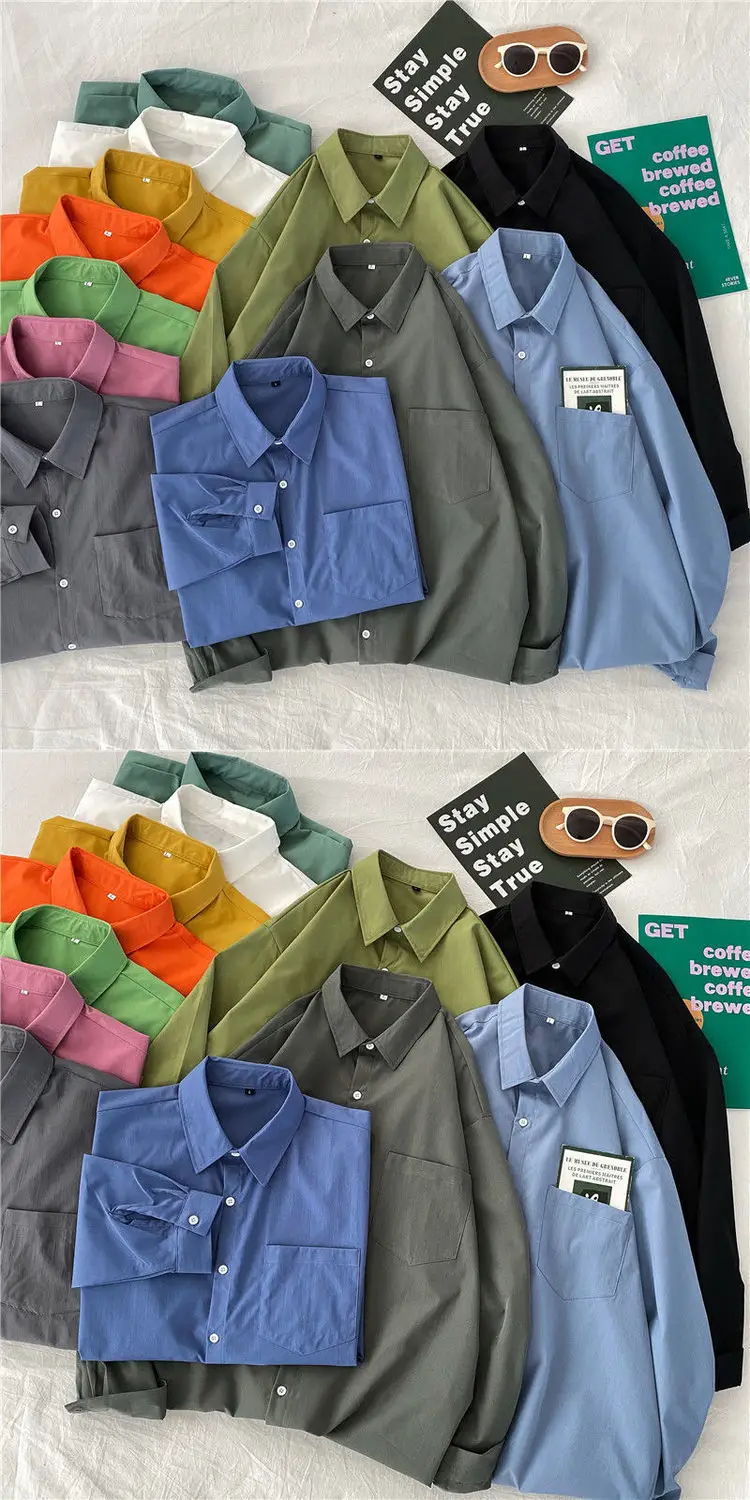 Korean Style Long Sleeve Shirt for Women, Solid Color, Large Size — feature 10