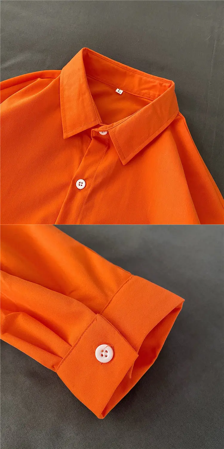 Korean Style Long Sleeve Shirt for Women, Solid Color, Large Size — feature 2