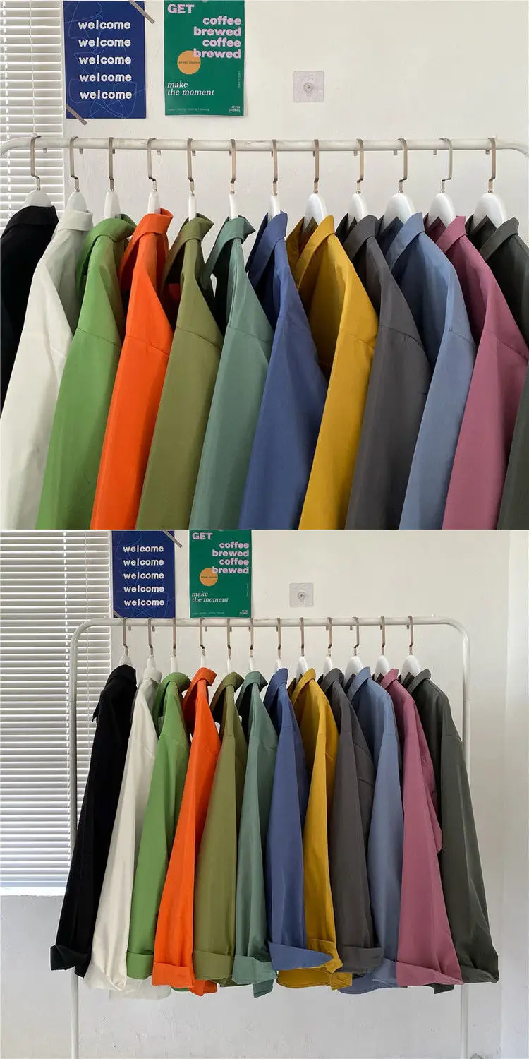 Korean Style Long Sleeve Shirt for Women, Solid Color, Large Size — feature 4