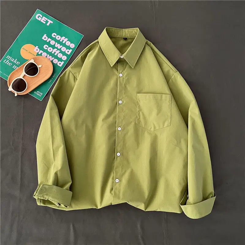 Korean Style Long Sleeve Shirt for Women, Solid Color, Large Size - Image 10
