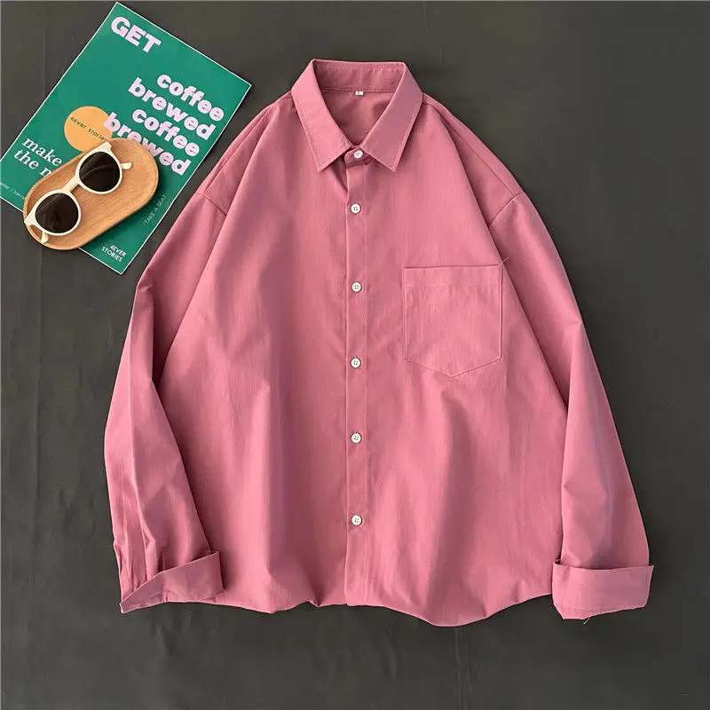 Korean Style Long Sleeve Shirt for Women, Solid Color, Large Size - Image 3