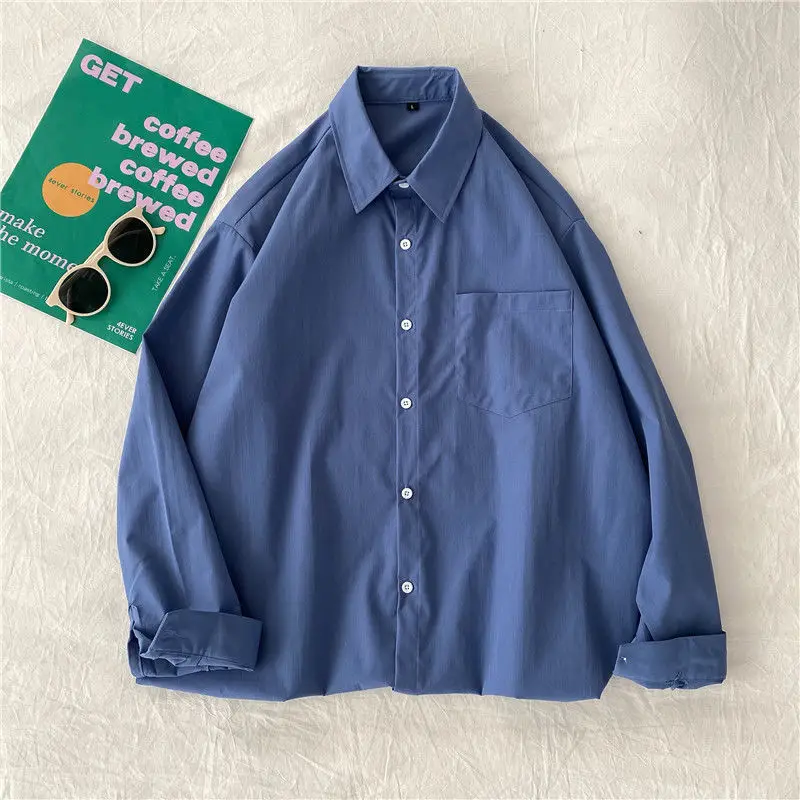 Korean Style Long Sleeve Shirt for Women, Solid Color, Large Size - Image 4
