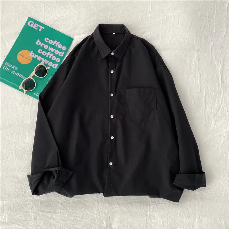 Korean Style Long Sleeve Shirt for Women, Solid Color, Large Size - Image 5