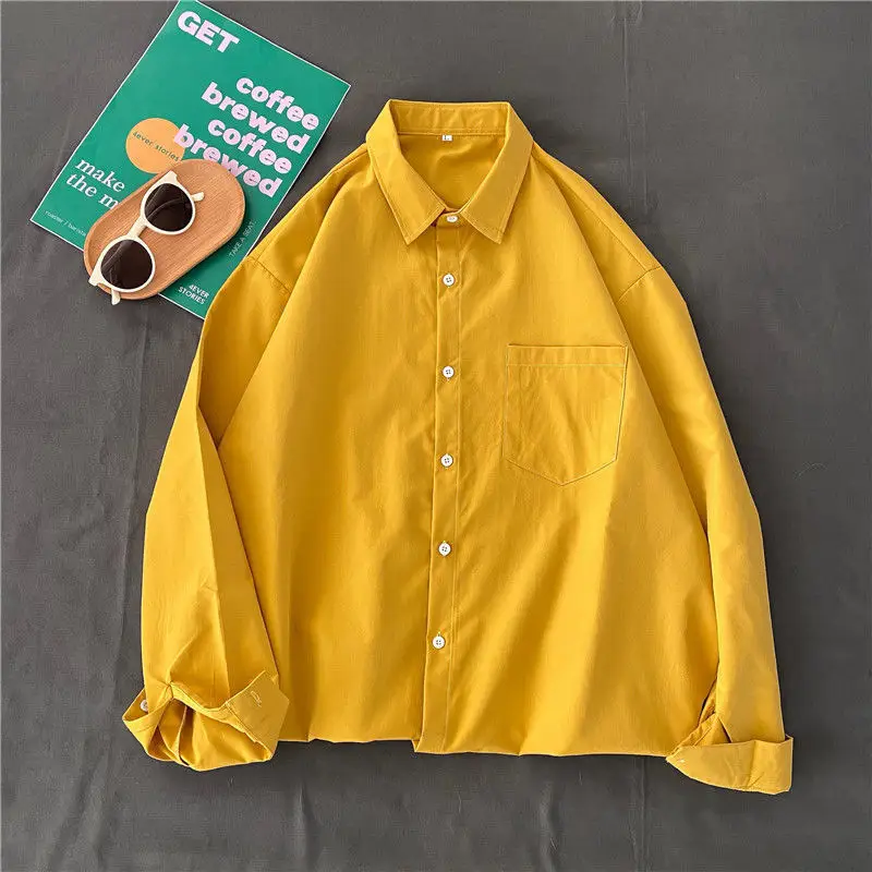 Korean Style Long Sleeve Shirt for Women, Solid Color, Large Size - Image 6