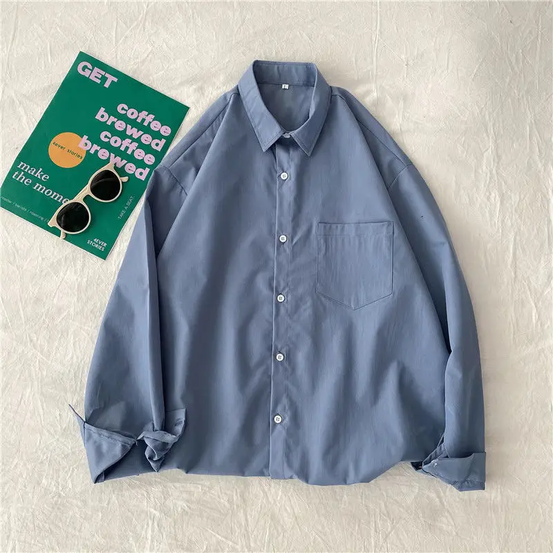 Korean Style Long Sleeve Shirt for Women, Solid Color, Large Size - Image 7
