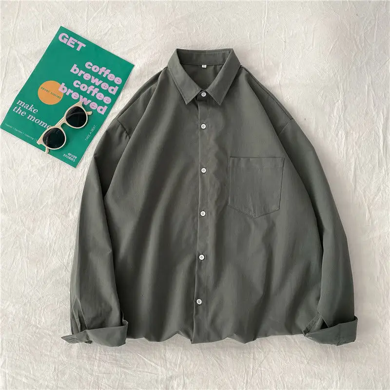 Korean Style Long Sleeve Shirt for Women, Solid Color, Large Size - Image 8