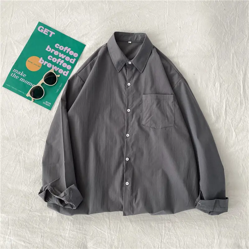 Korean Style Long Sleeve Shirt for Women, Solid Color, Large Size - Image 9