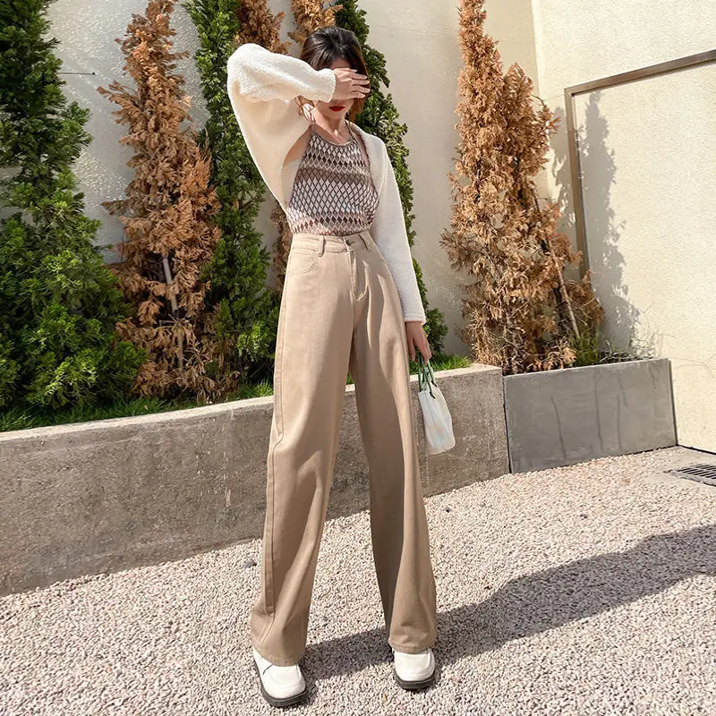 Women Khaki Wide Leg Jeans 2022 Summer - Image 13