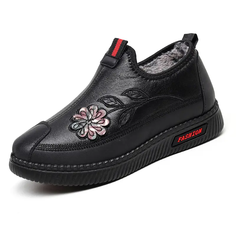 Beijing Old Cloth Shoes Women's Cotton Shoes Winter fleece-lined Thickened Warm Slip-on Comfortable Casual Middle-aged Mothers and Elderly Shoes