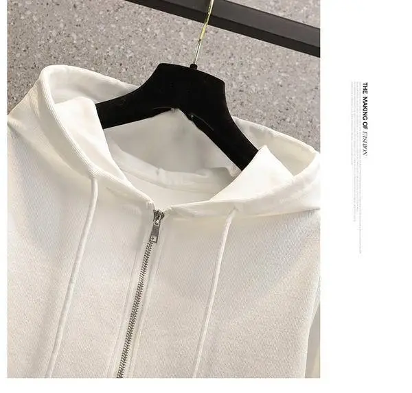Black Hooded Hoodie Women's Slimming Cotton Spring Summer Wear — feature 9