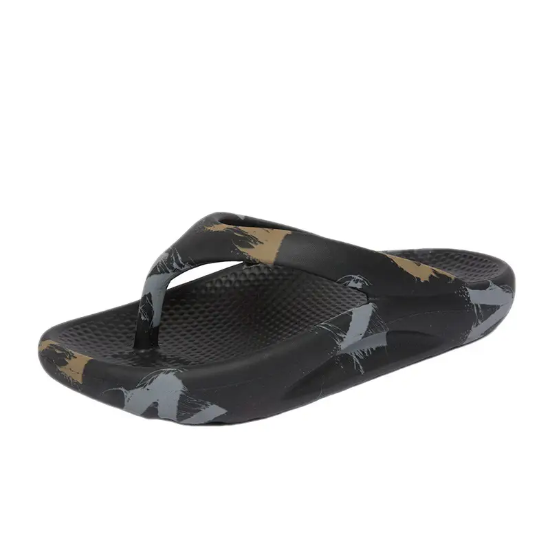 Men's Camo Printed Flip Flops Large White Thick Sole