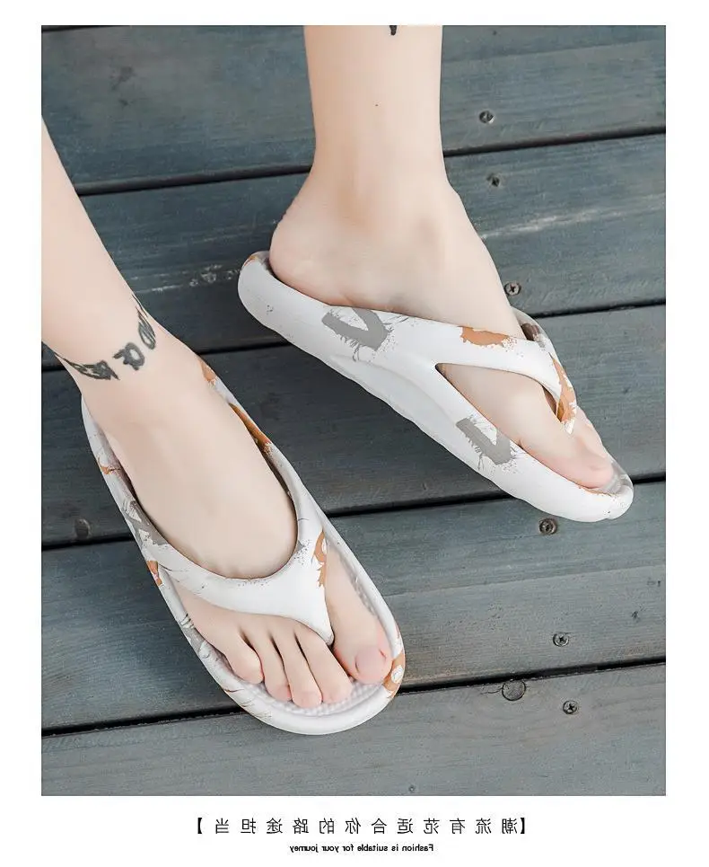 Men's Camo Printed Flip Flops Large White Thick Sole — feature 8