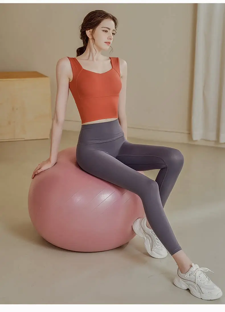 Women Orange Yoga Top Wide Strap High Waist — feature 16