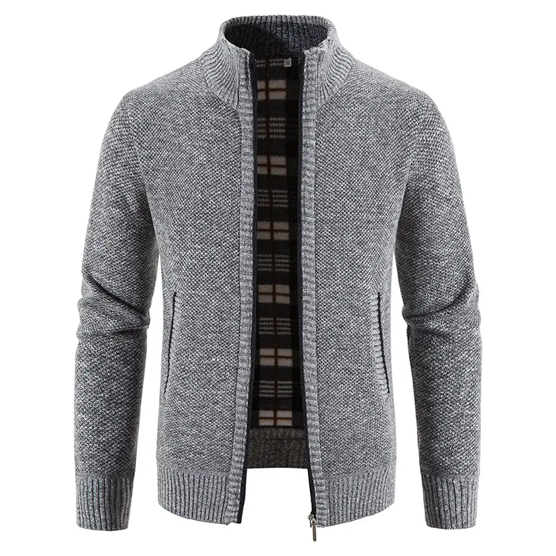 Men's Orange Velvet Collar Cardigan Sweater 2023 Winter