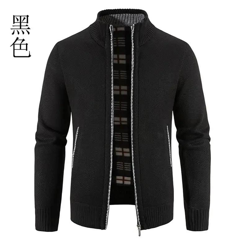 Men's Orange Velvet Collar Cardigan Sweater 2023 Winter — feature 11