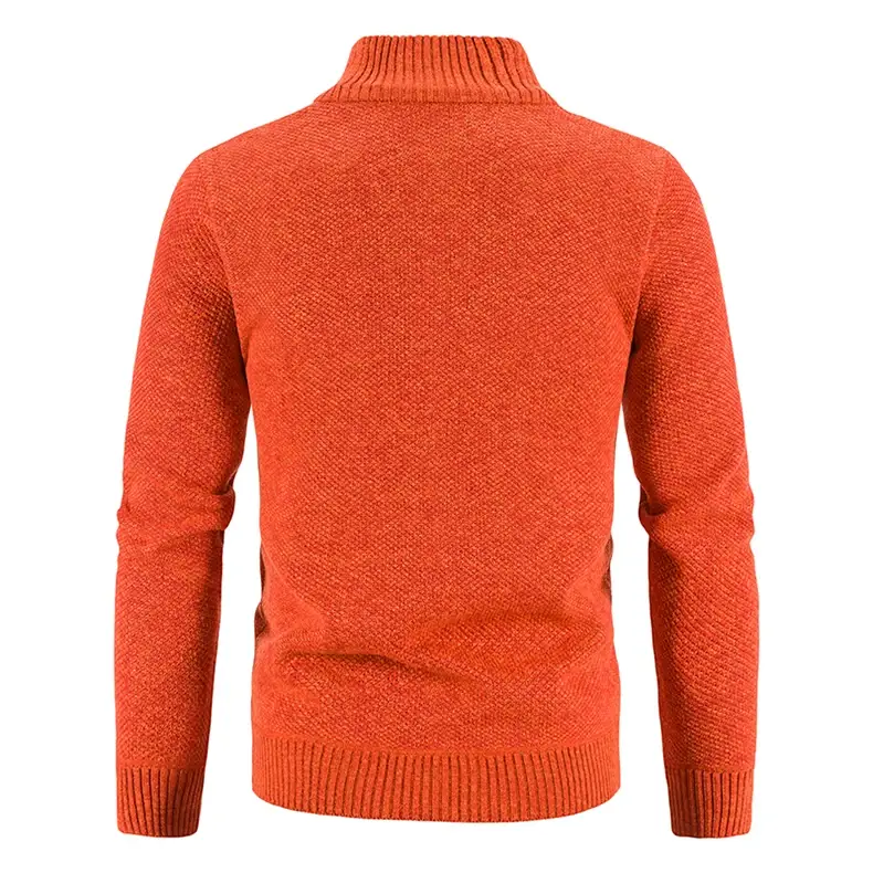Men's Orange Velvet Collar Cardigan Sweater 2023 Winter — feature 16