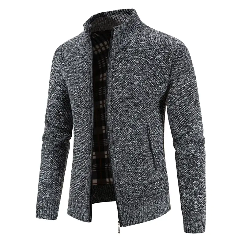 Men's Orange Velvet Collar Cardigan Sweater 2023 Winter — feature 18
