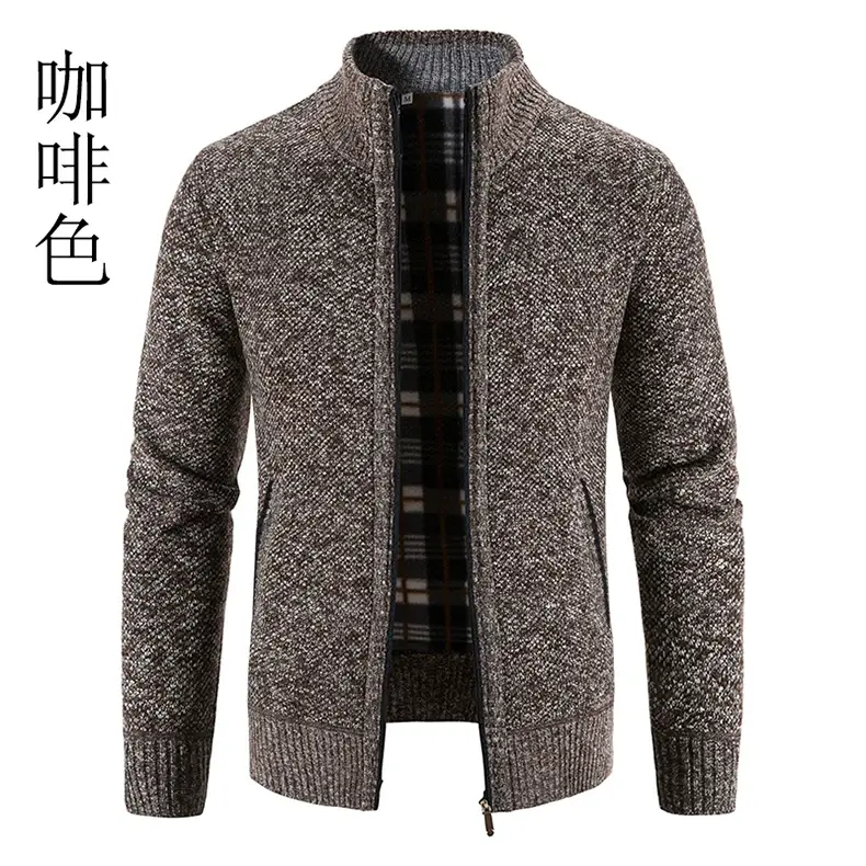 Men's Orange Velvet Collar Cardigan Sweater 2023 Winter — feature 20
