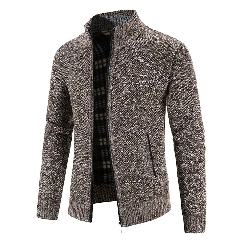 Men's Orange Velvet Collar Cardigan Sweater 2023 Winter — feature 21