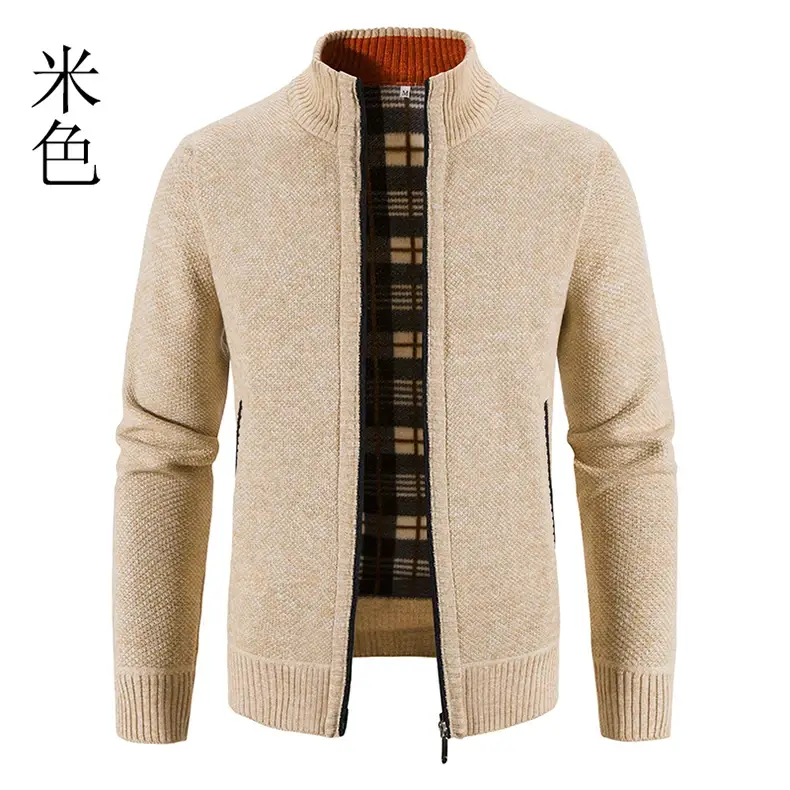 Men's Orange Velvet Collar Cardigan Sweater 2023 Winter — feature 23