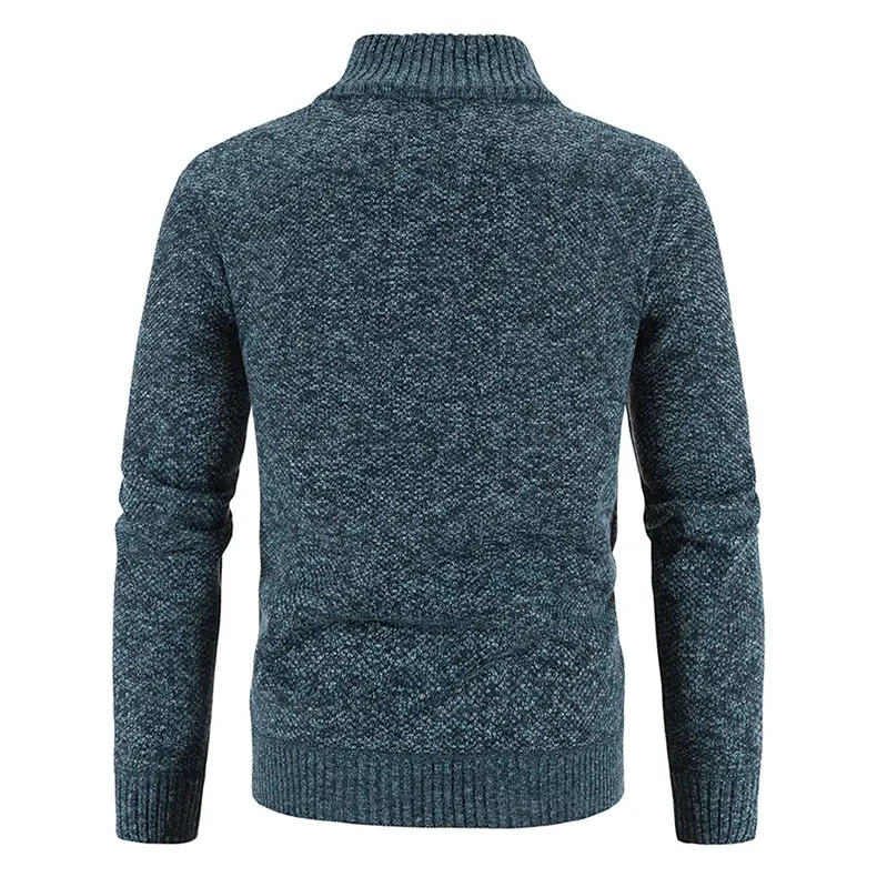 Men's Orange Velvet Collar Cardigan Sweater 2023 Winter — feature 4