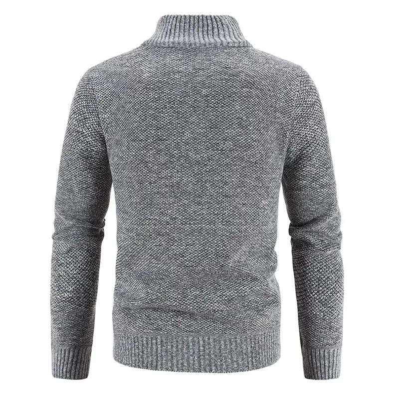 Men's Orange Velvet Collar Cardigan Sweater 2023 Winter — feature 7