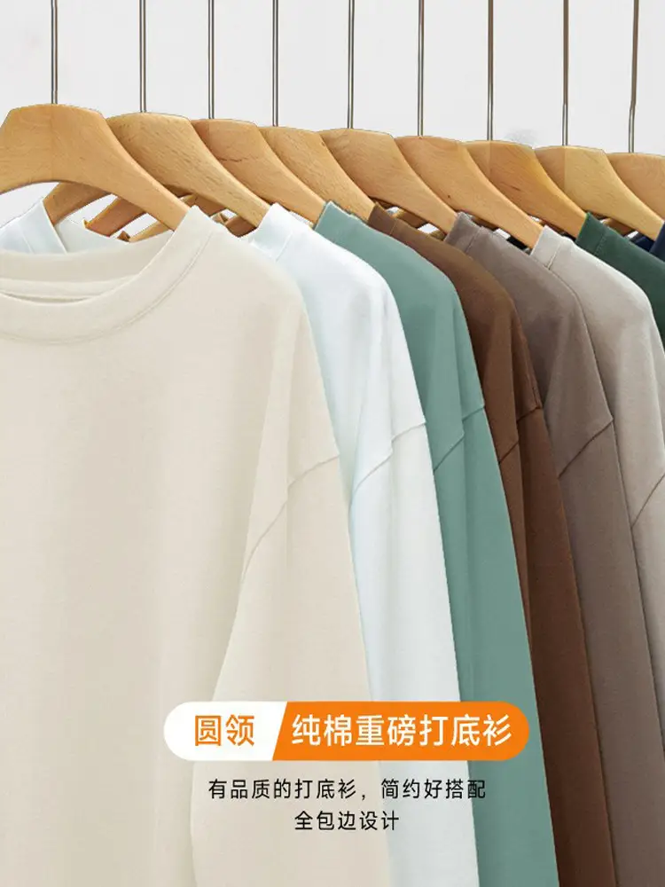 Men White Cotton Long Sleeve T-Shirt Round Neck Loose Fit - Image 6