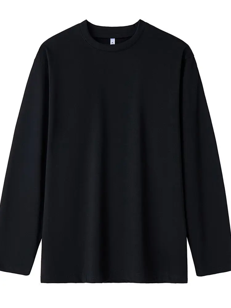 Men White Cotton Long Sleeve T-Shirt Round Neck Loose Fit - Image 8