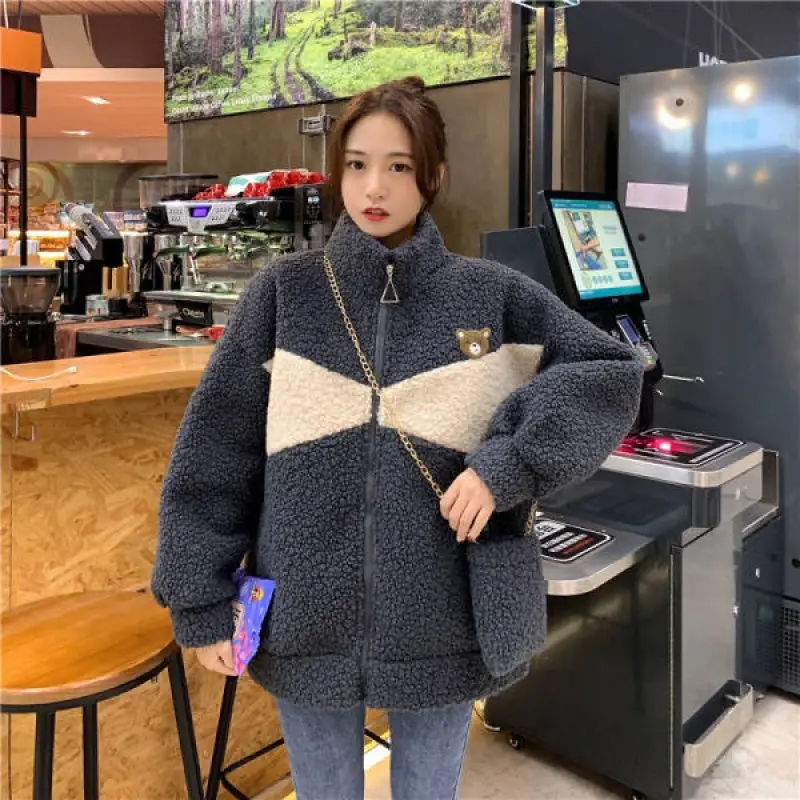 Women Bear Embroidered Velvet Cashmere Jacket Winter - Image 7