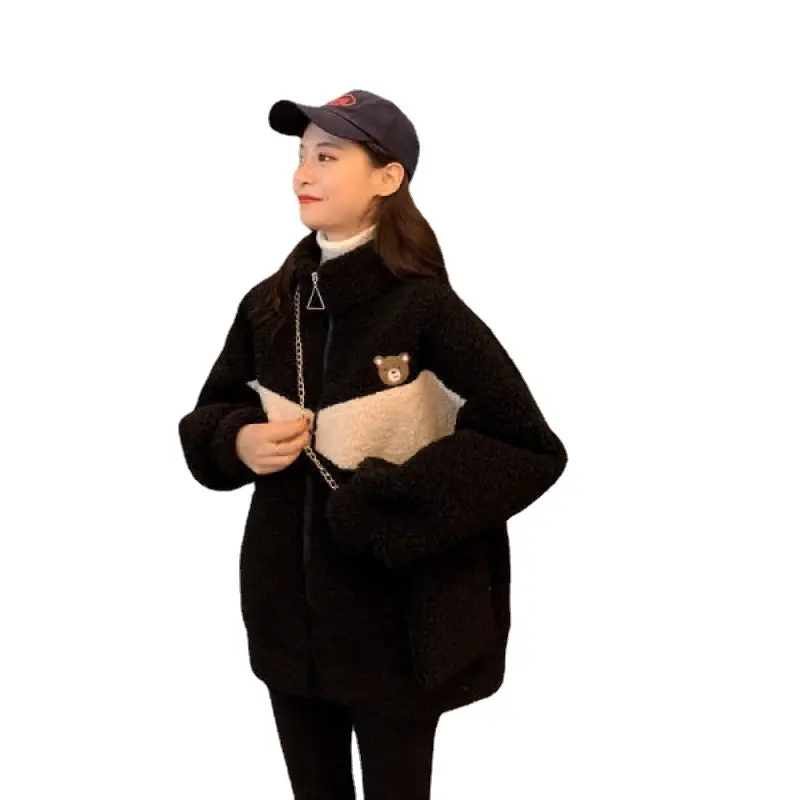 Women Bear Embroidered Velvet Cashmere Jacket Winter - Image 8